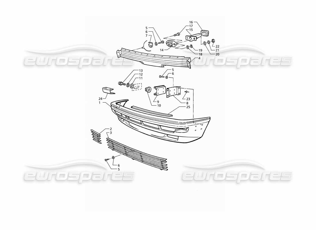 maserati qtp v8 (1998) front bumper parts diagram