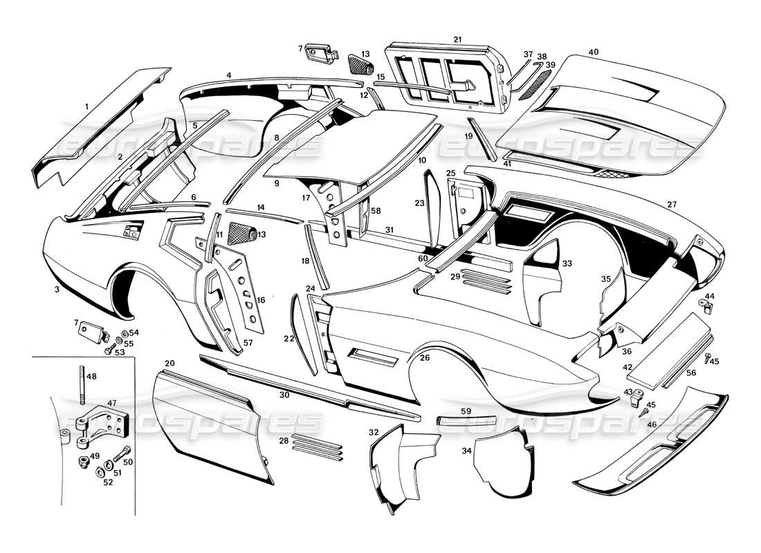 maserati ghibli 4.7 / 4.9 body shell part diagram