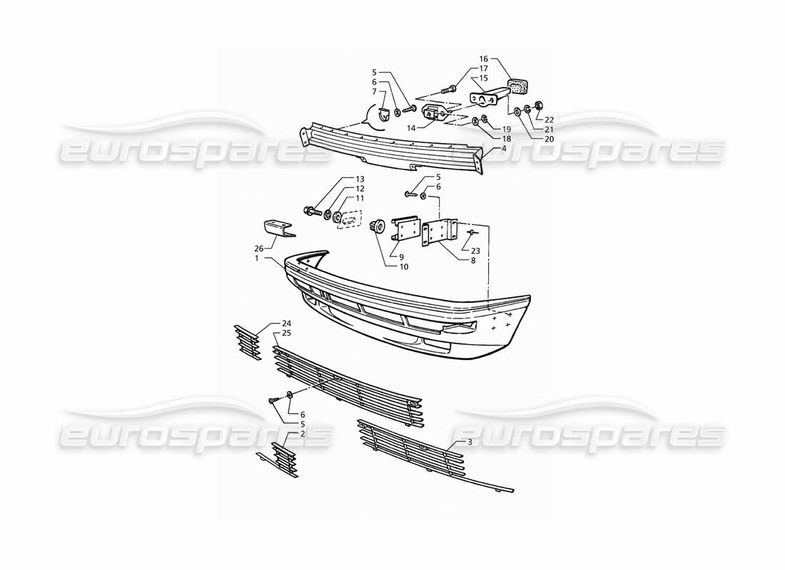 maserati qtp. 3.2 v8 (1999) front bumper part diagram