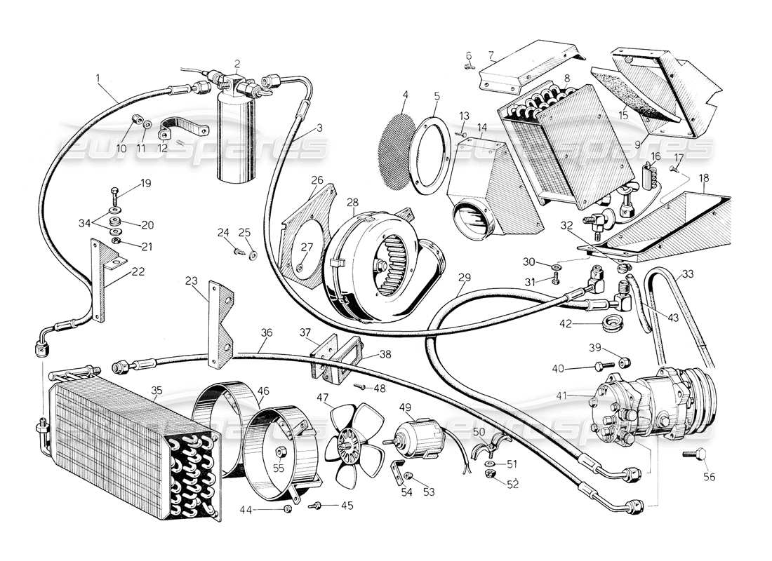 lamborghini countach 5000 s (1984) air conditioning part diagram