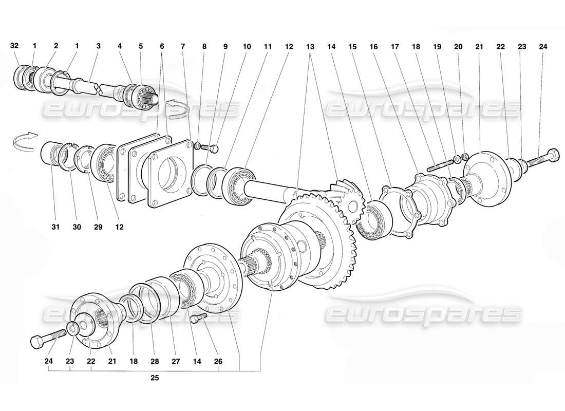 lamborghini diablo vt (1994) rear differential parts diagram