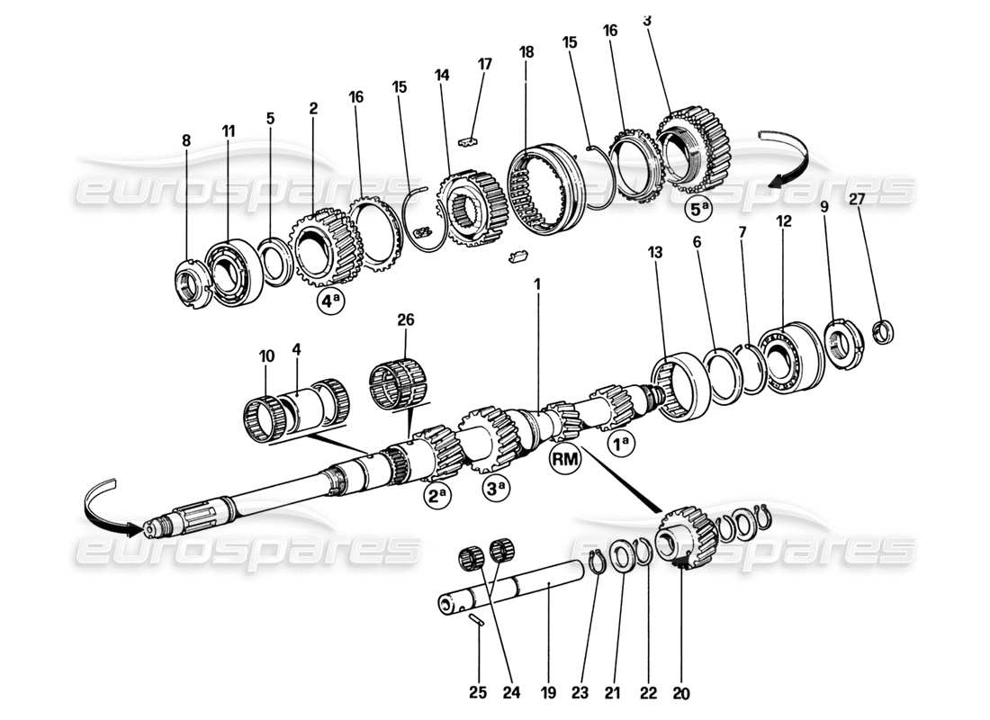 ferrari 328 (1988) main shaft gears part diagram