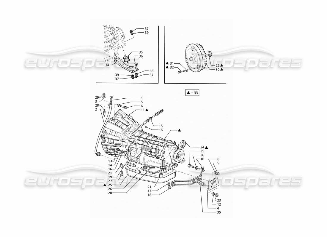 maserati ghibli 2.8 (abs) automatic transmission converter (4hp) parts diagram