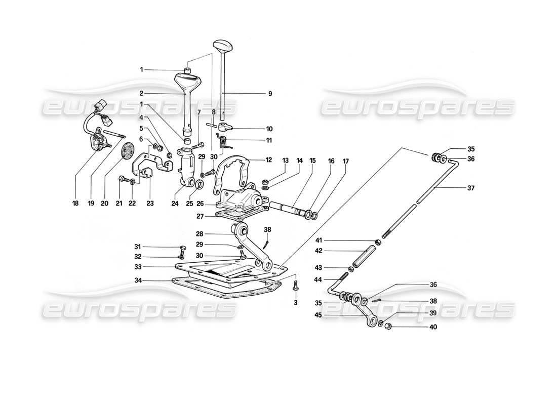 ferrari 400i (1983 mechanical) outside gearbox controls (400 automatic) part diagram