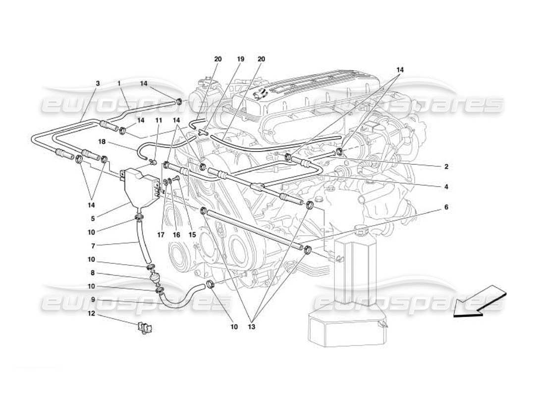 ferrari 550 barchetta blow - by system parts diagram