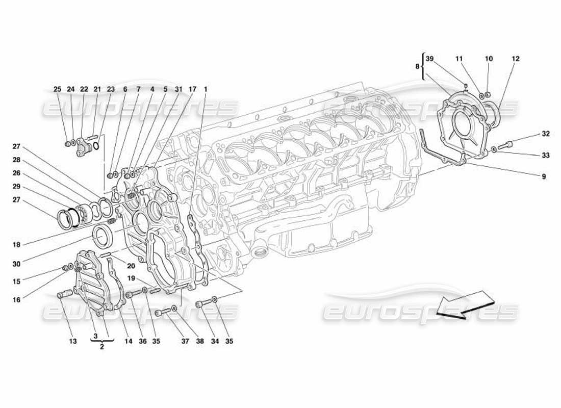 ferrari 550 barchetta crankcase - covers parts diagram