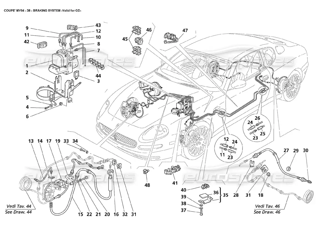 maserati 4200 coupe (2004) braking system valid for gd parts diagram