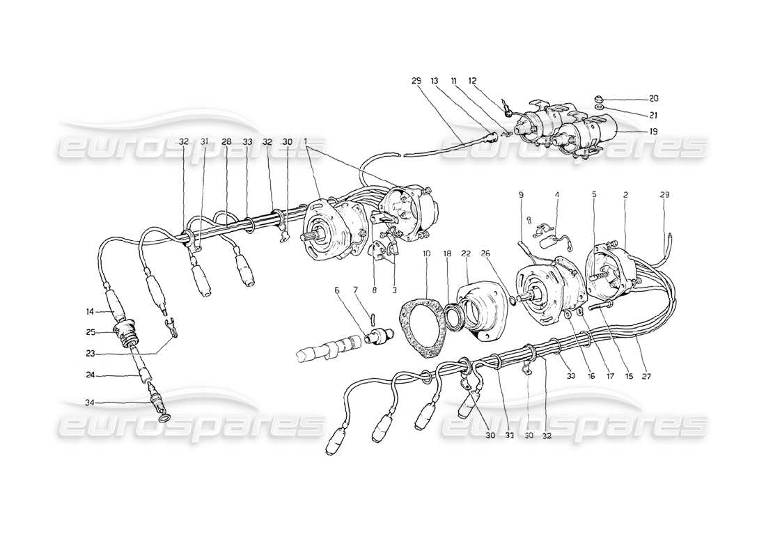 ferrari 208 gt4 dino (1975) engine ignition part diagram