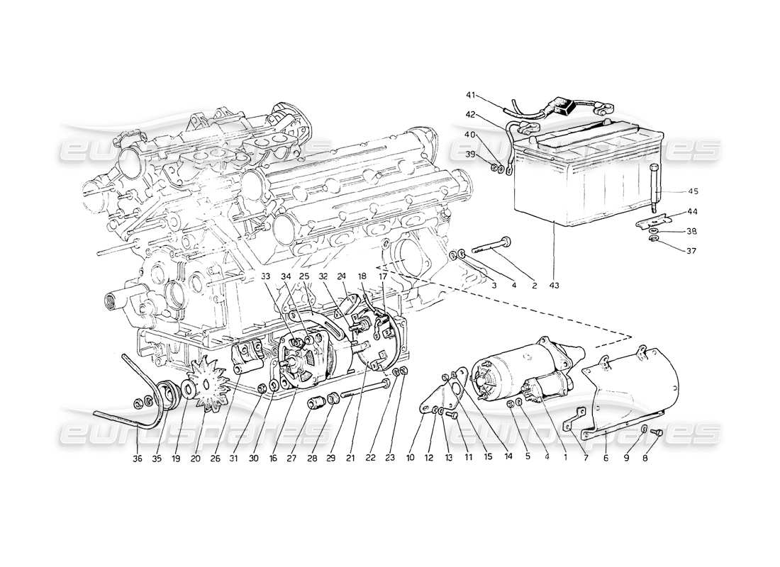 ferrari 208 gt4 dino (1975) electric generating system part diagram