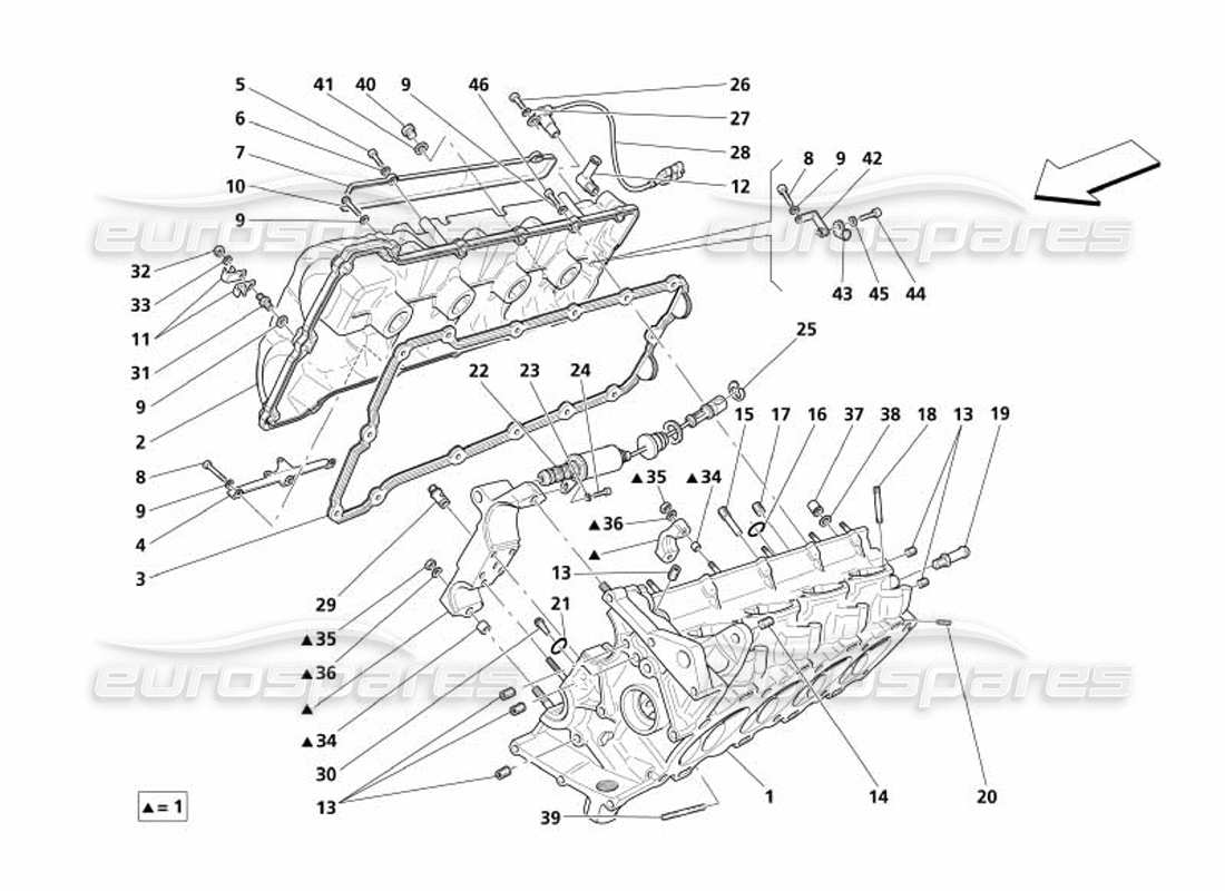 maserati 4200 gransport (2005) rh cylinder head part diagram