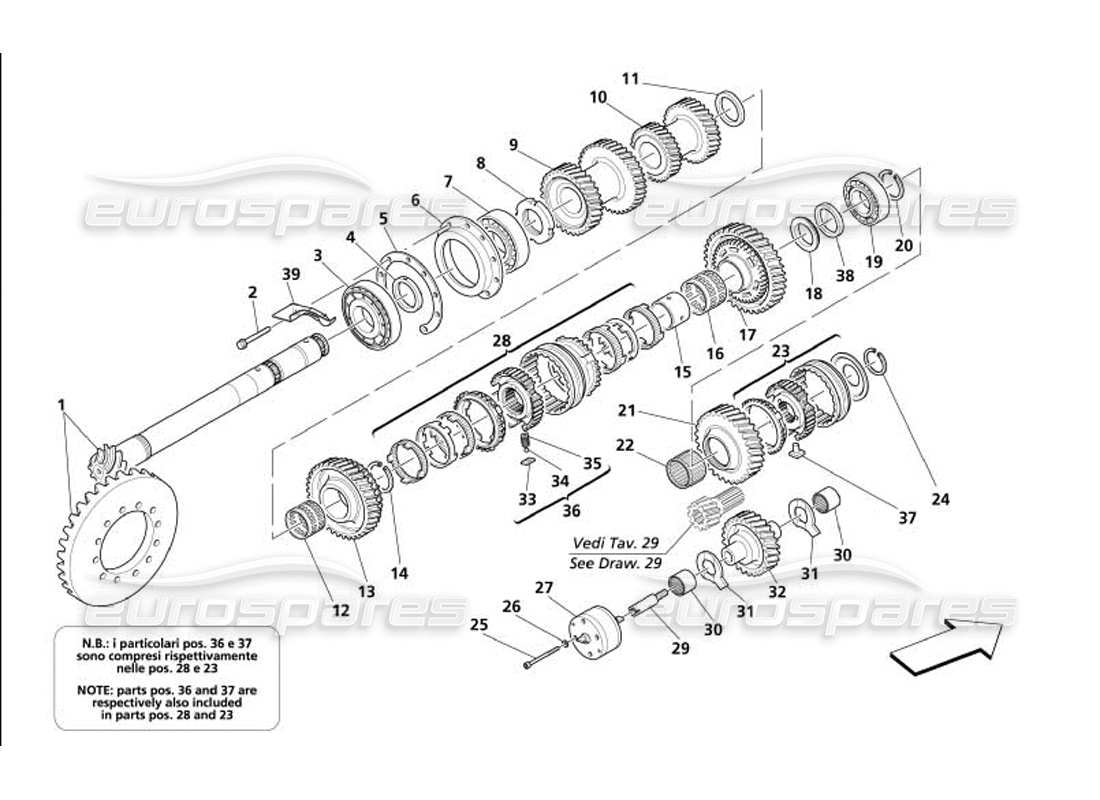 maserati 4200 gransport (2005) lay shaft gears part diagram