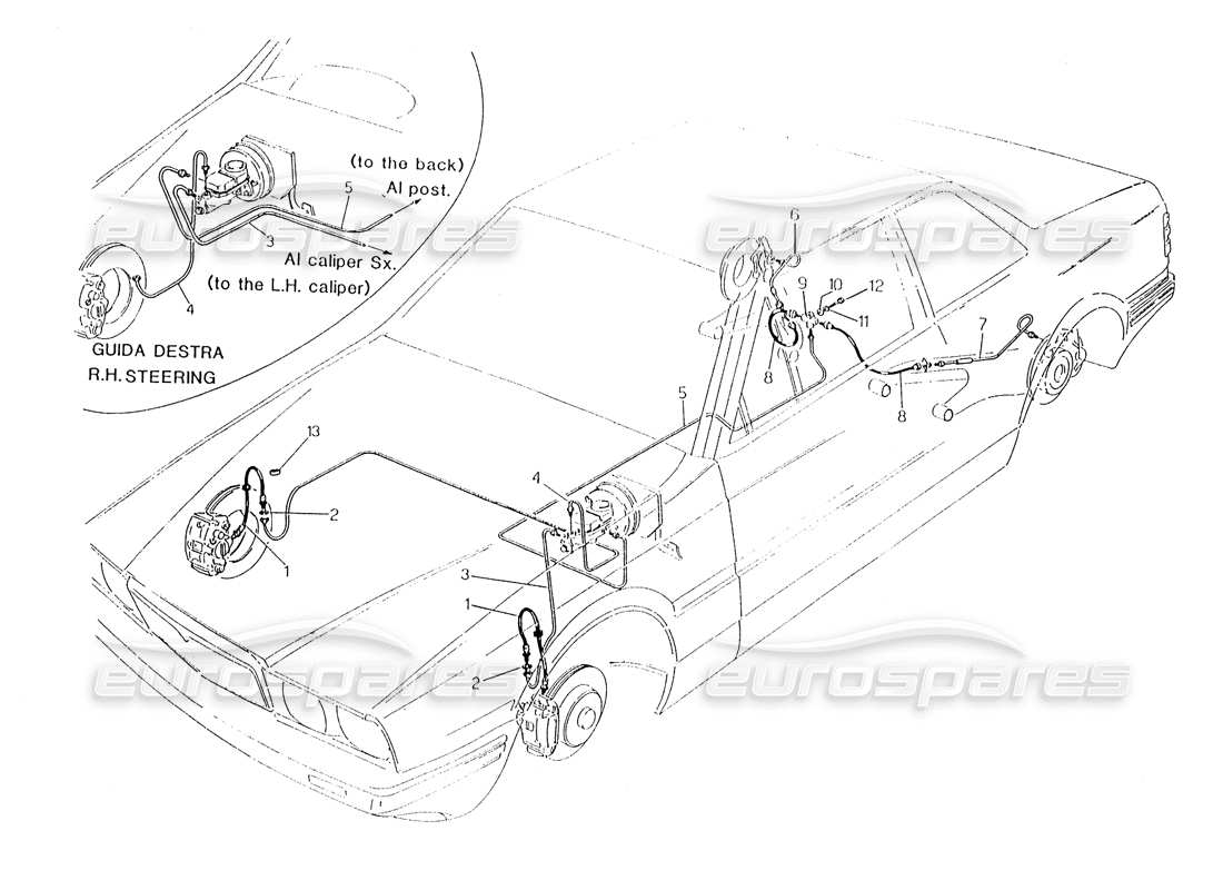 maserati karif 2.8 hydraulic brake lines parts diagram