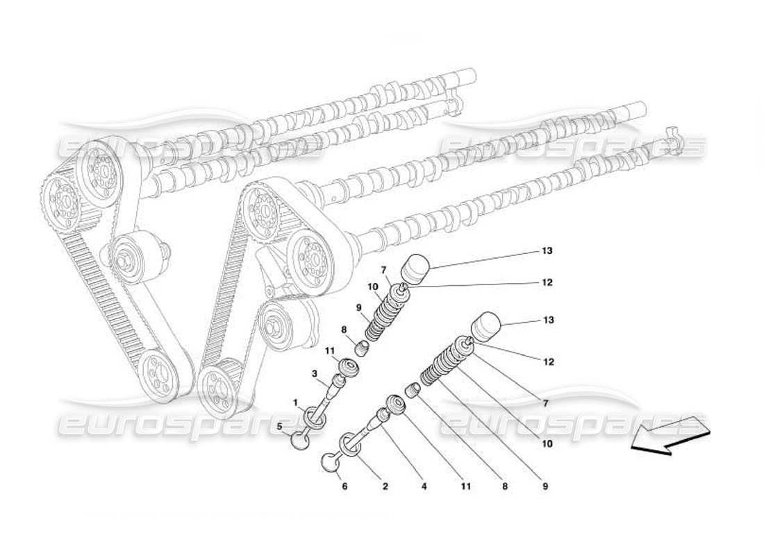 ferrari 550 barchetta timing - valves parts diagram