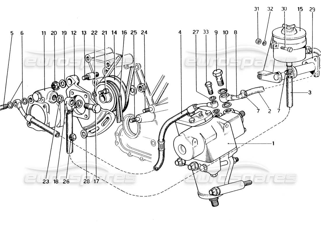 ferrari 365 gt4 2+2 (1973) power steering part diagram