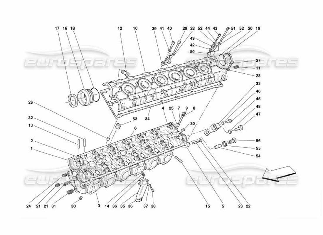 ferrari 550 barchetta lh cylinder head parts diagram