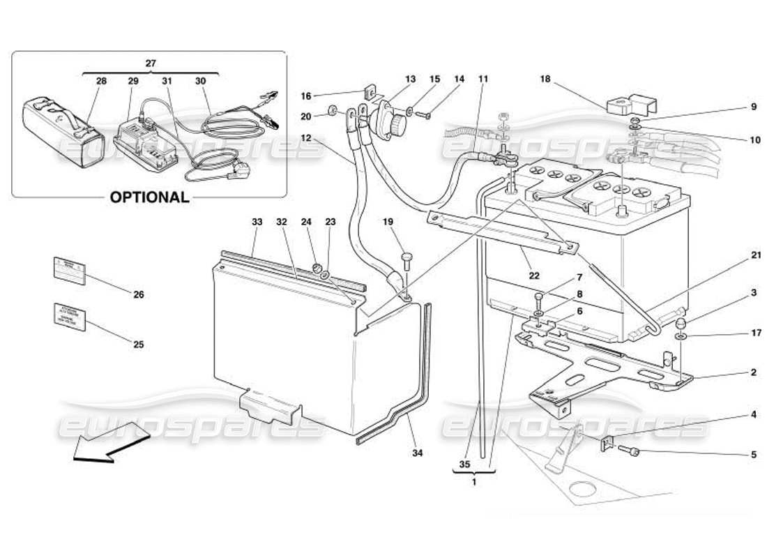 ferrari 550 barchetta battery parts diagram