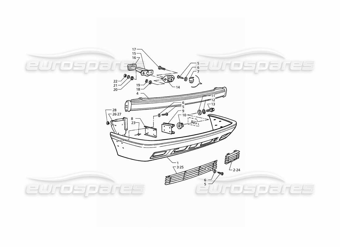 maserati qtp. 3.2 v8 (1999) rear bumper part diagram