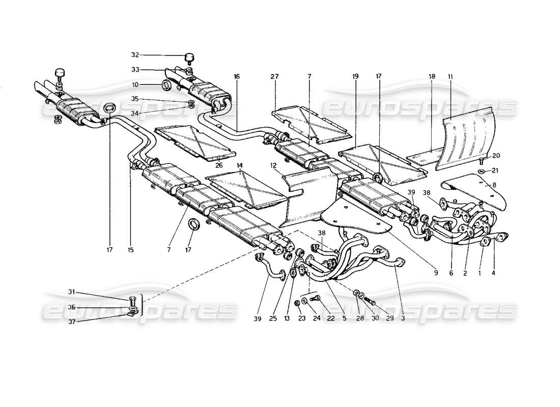 ferrari 400 gt (mechanical) exhaust system parts diagram