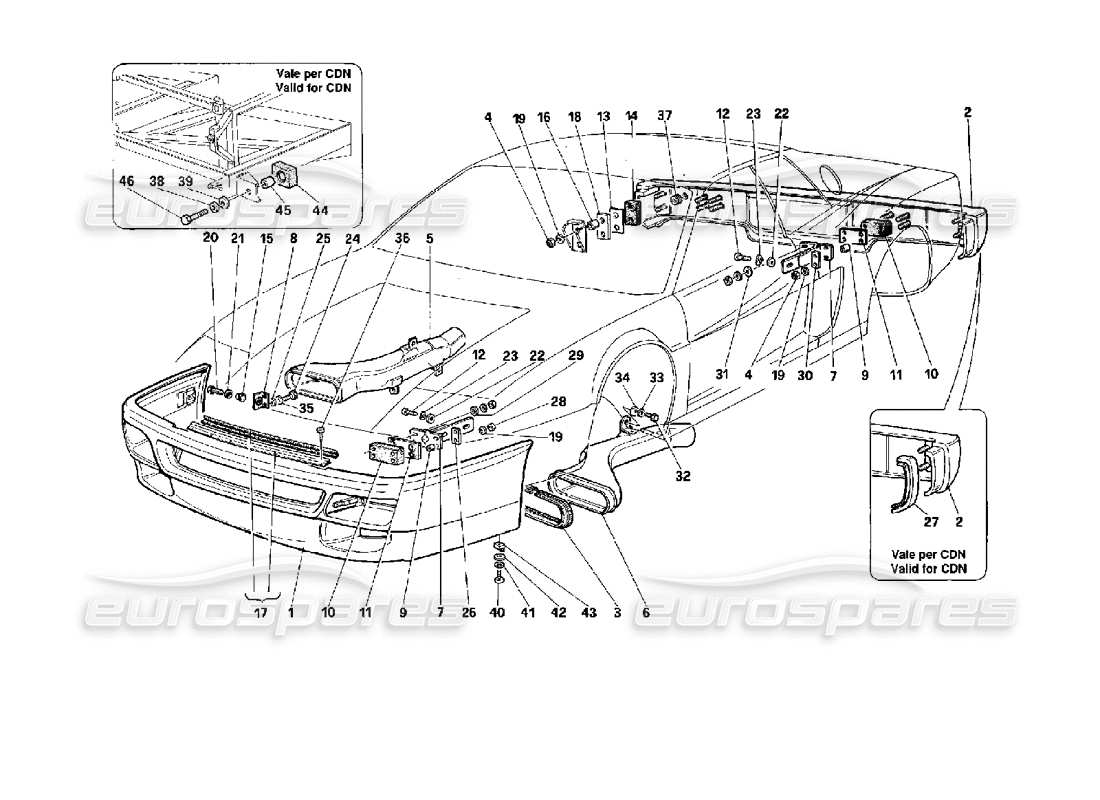 ferrari 512 tr bumpers parts diagram