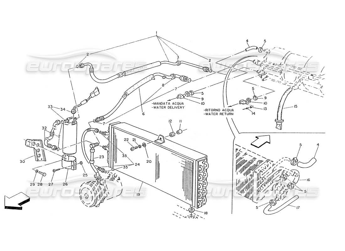 maserati ghibli 2.8 (non abs) air conditioning system parts diagram