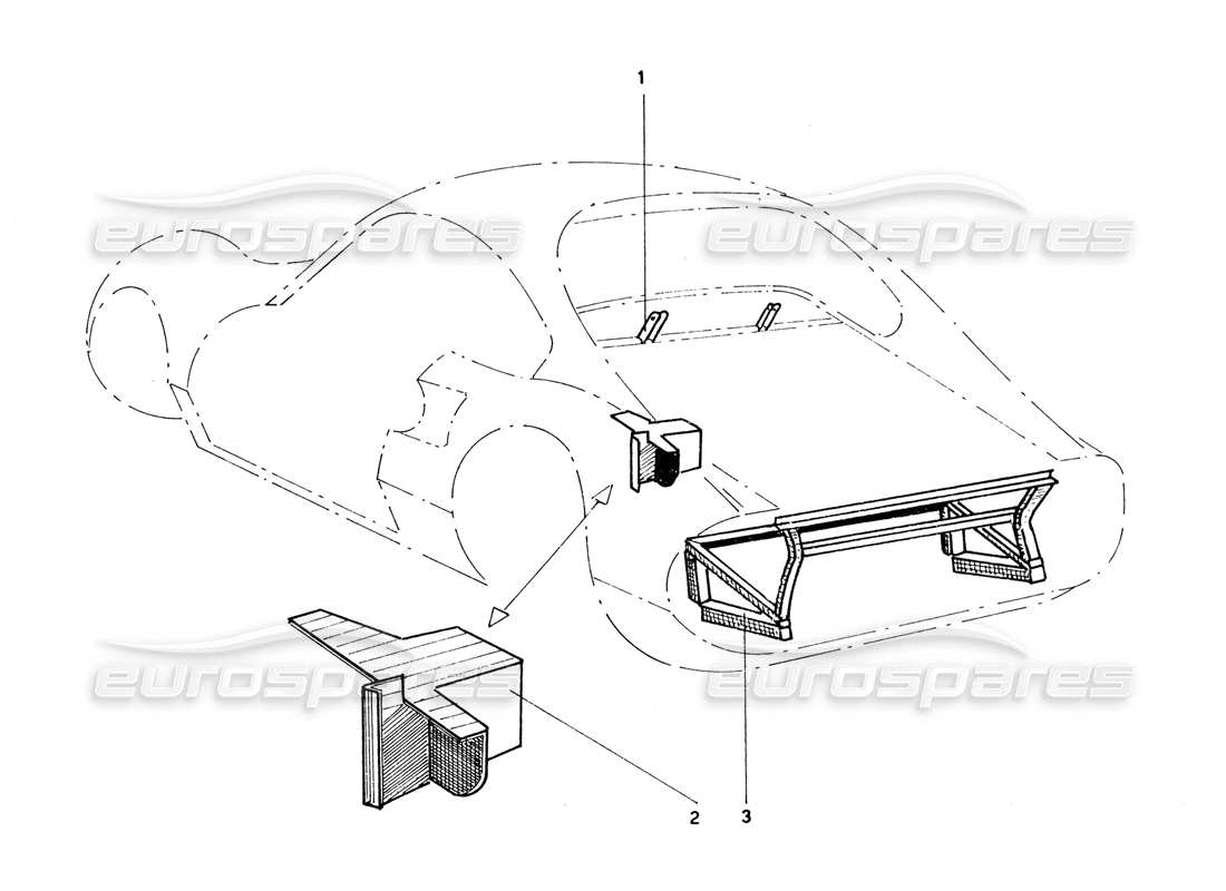 ferrari 206 gt dino (coachwork) rear external frame work part diagram