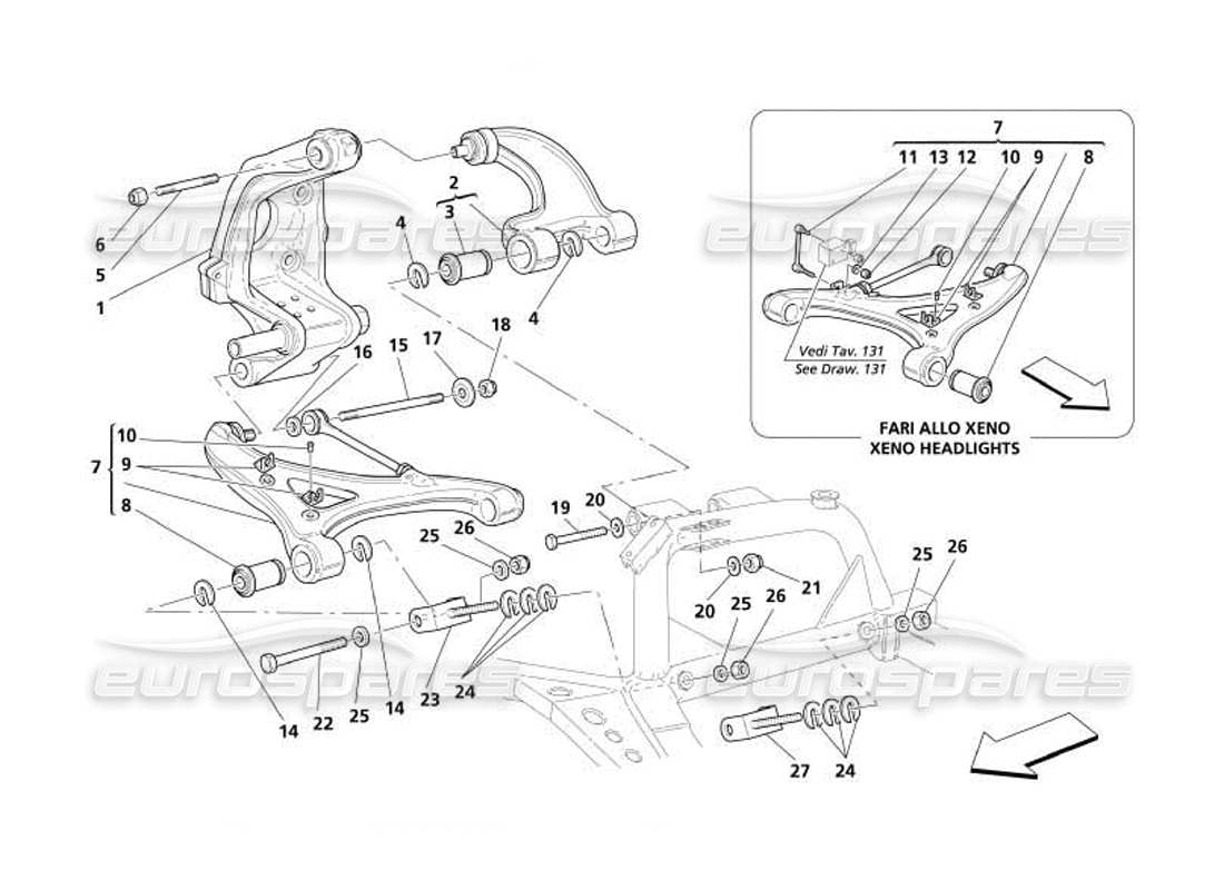 maserati 4200 coupe (2005) rear suspension - wishbones parts diagram