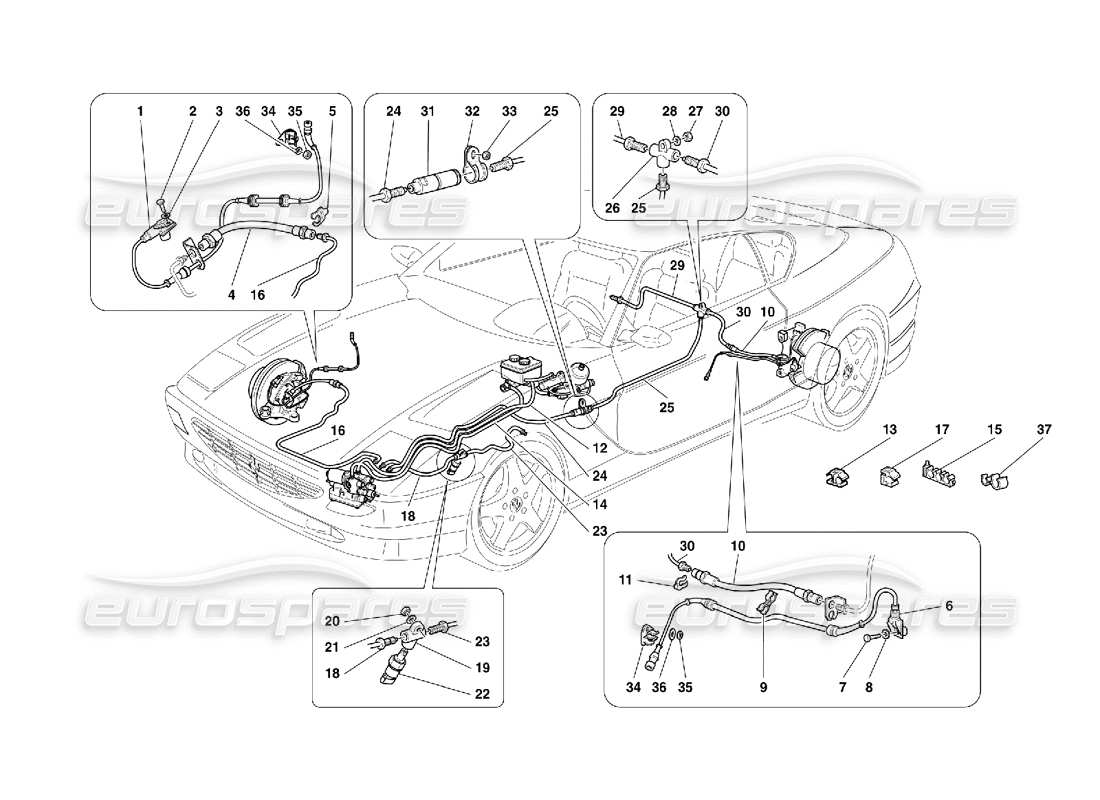 ferrari 456 gt/gta brake system -not for gd parts diagram