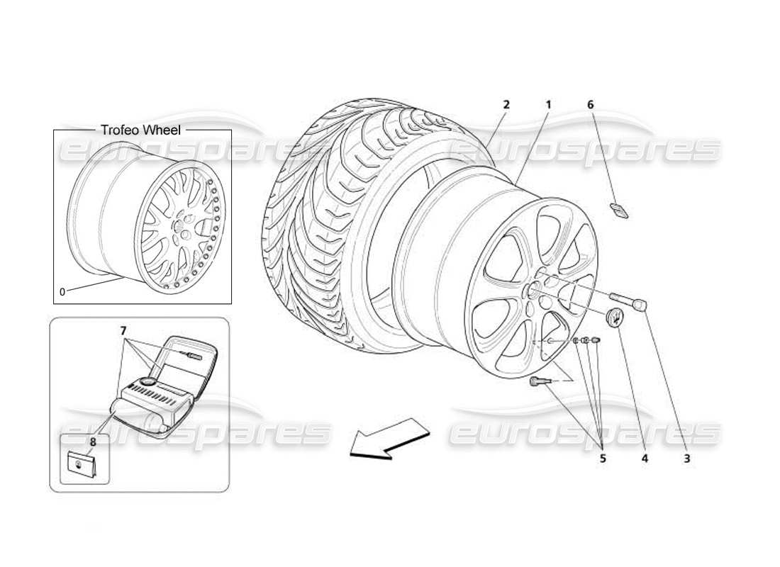 maserati 4200 coupe (2005) wheels parts diagram