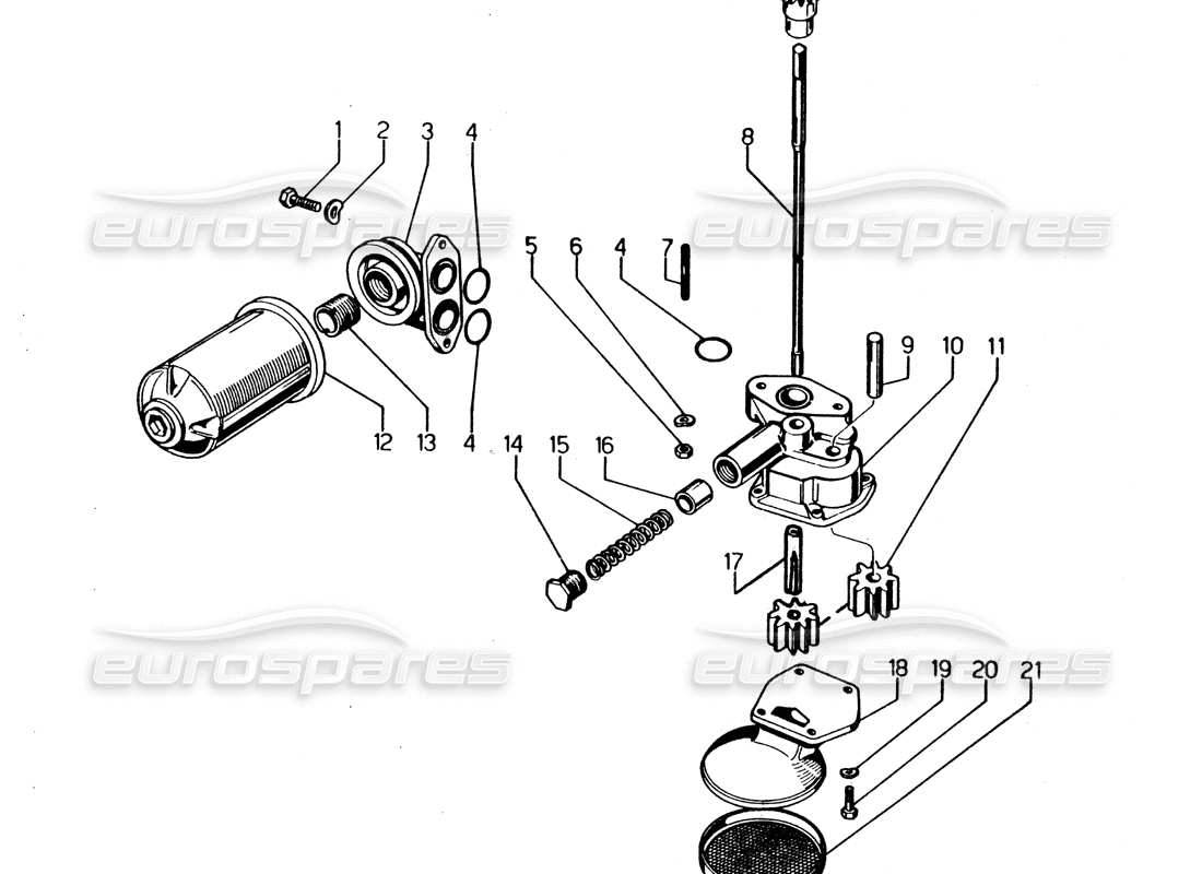 lamborghini urraco p250 / p250s oil pump part diagram