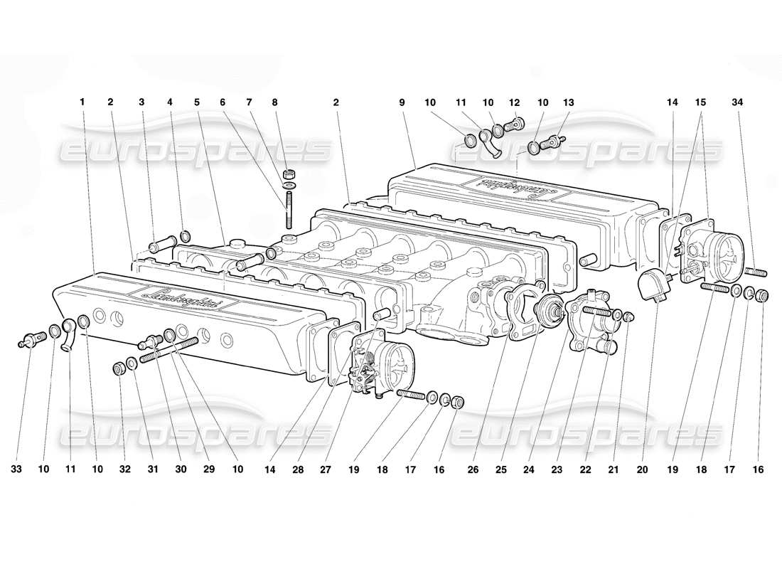 lamborghini diablo vt (1994) intake manifold part diagram