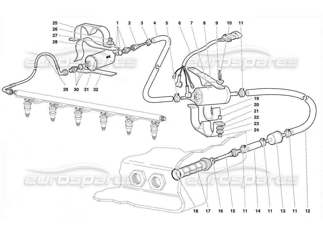 lamborghini diablo vt (1994) fuel system part diagram