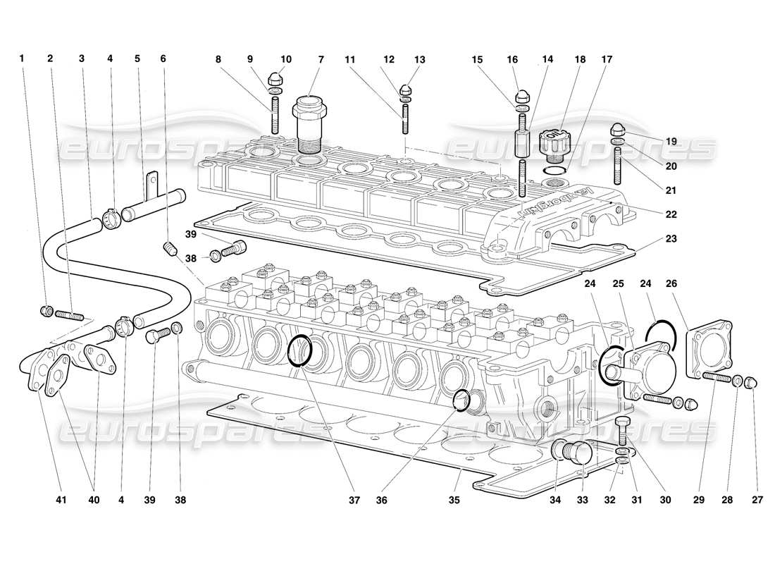 lamborghini diablo vt (1994) accessories for left cylinder head parts diagram