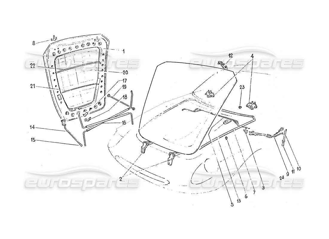 ferrari 365 gt 2+2 (coachwork) front bonnet part diagram