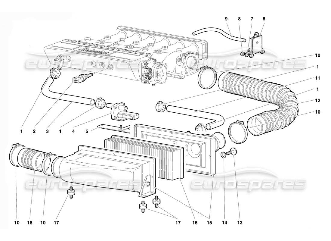 lamborghini diablo vt (1994) air filters part diagram