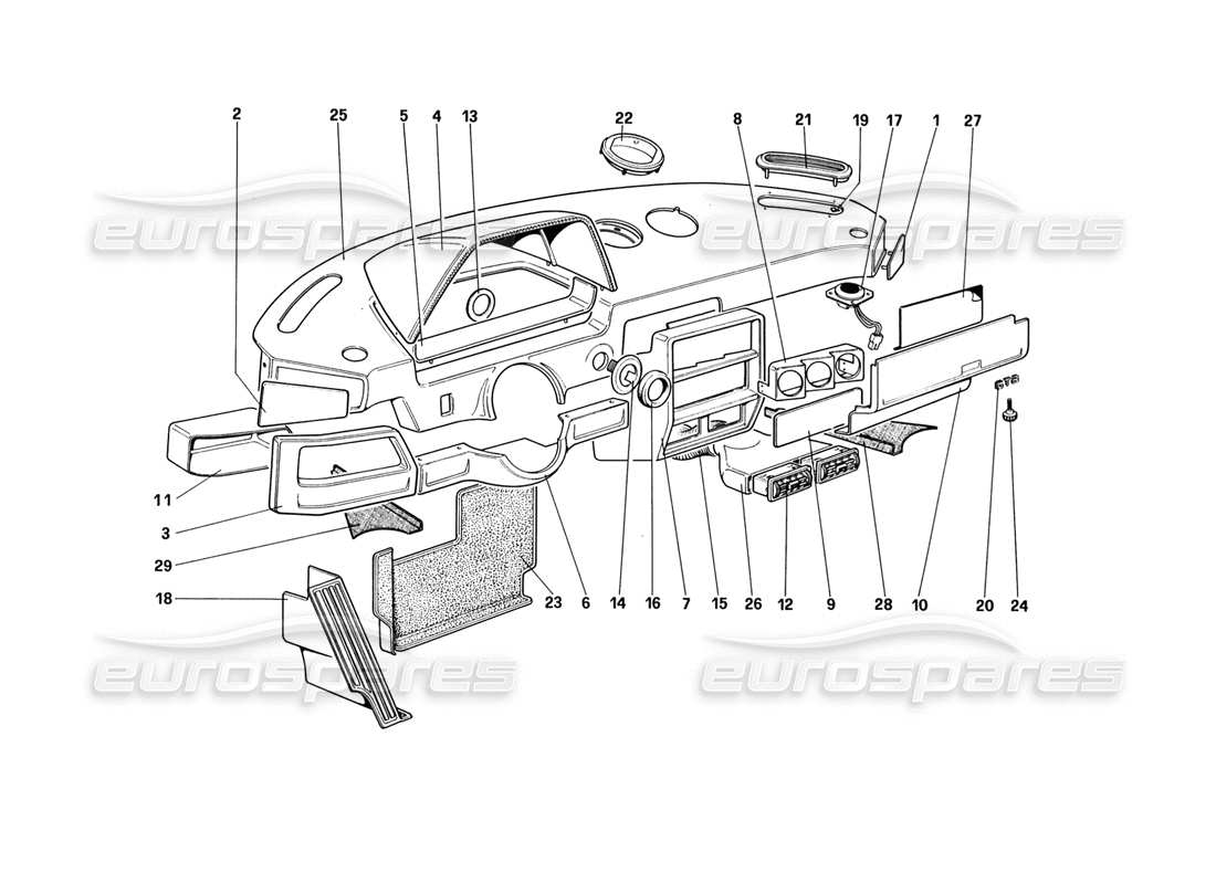 ferrari 328 (1988) instruments panel (untill car no. 71595) part diagram