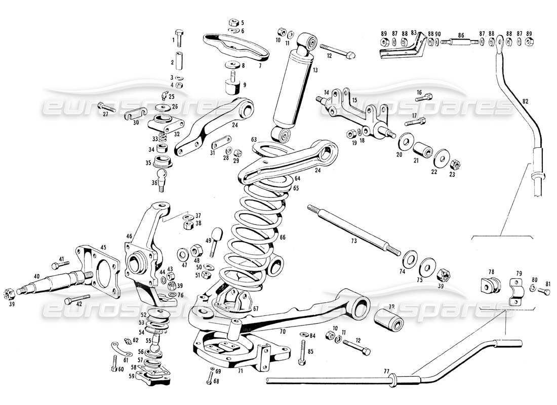 maserati mistral 3.7 front suspension part diagram