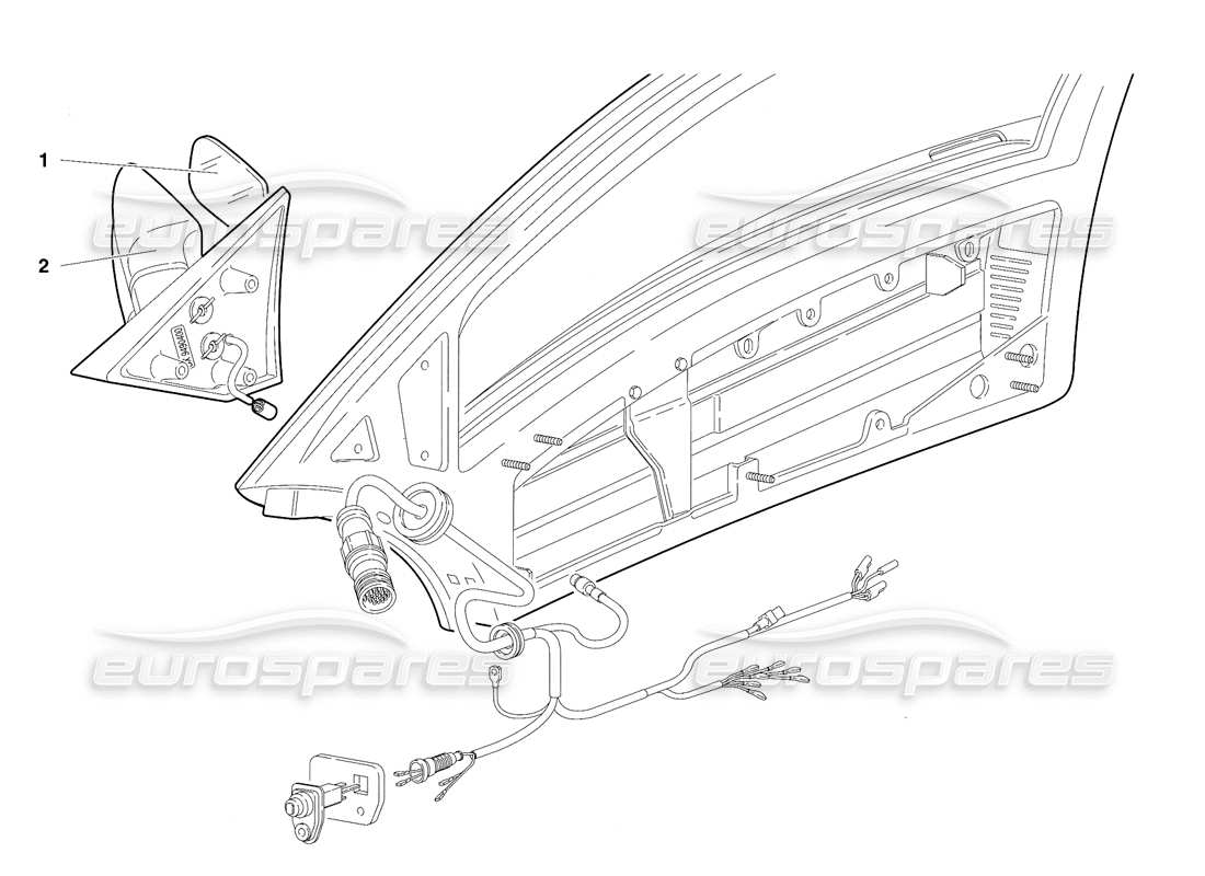 lamborghini diablo vt (1994) doors (valid for australia - rh d. version - april 1994) part diagram