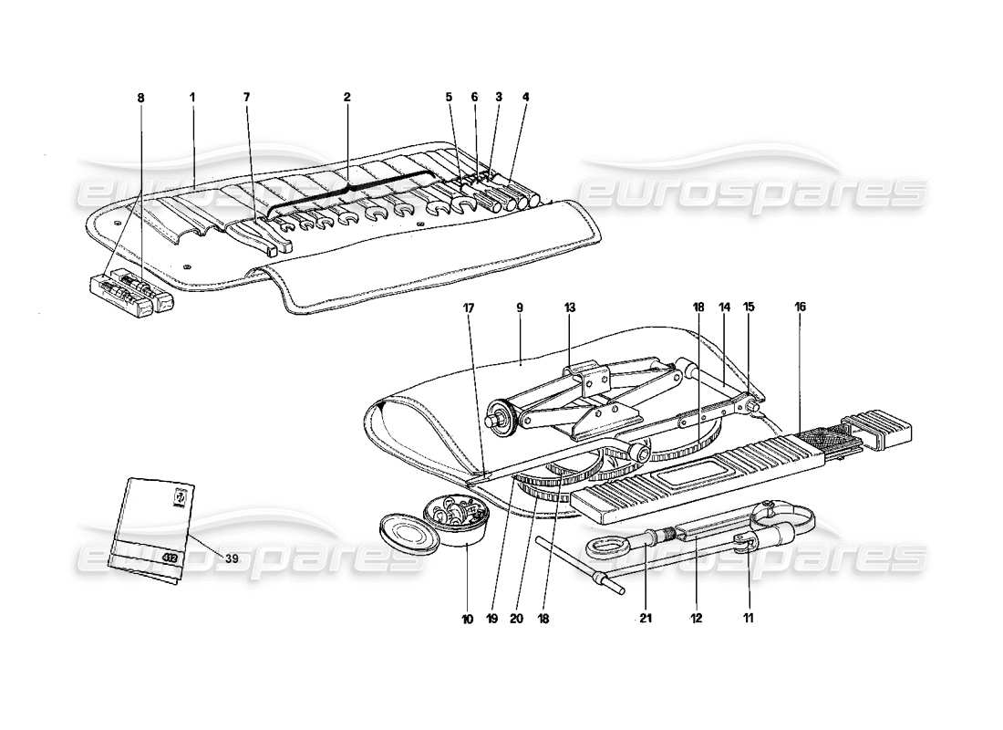 ferrari 412 (mechanical) tool-kit parts diagram