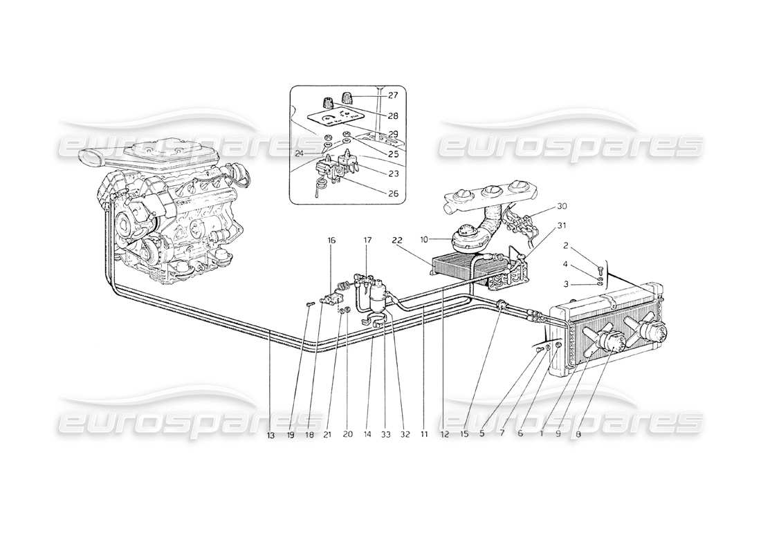 ferrari 208 gt4 dino (1975) air conditioning system parts diagram