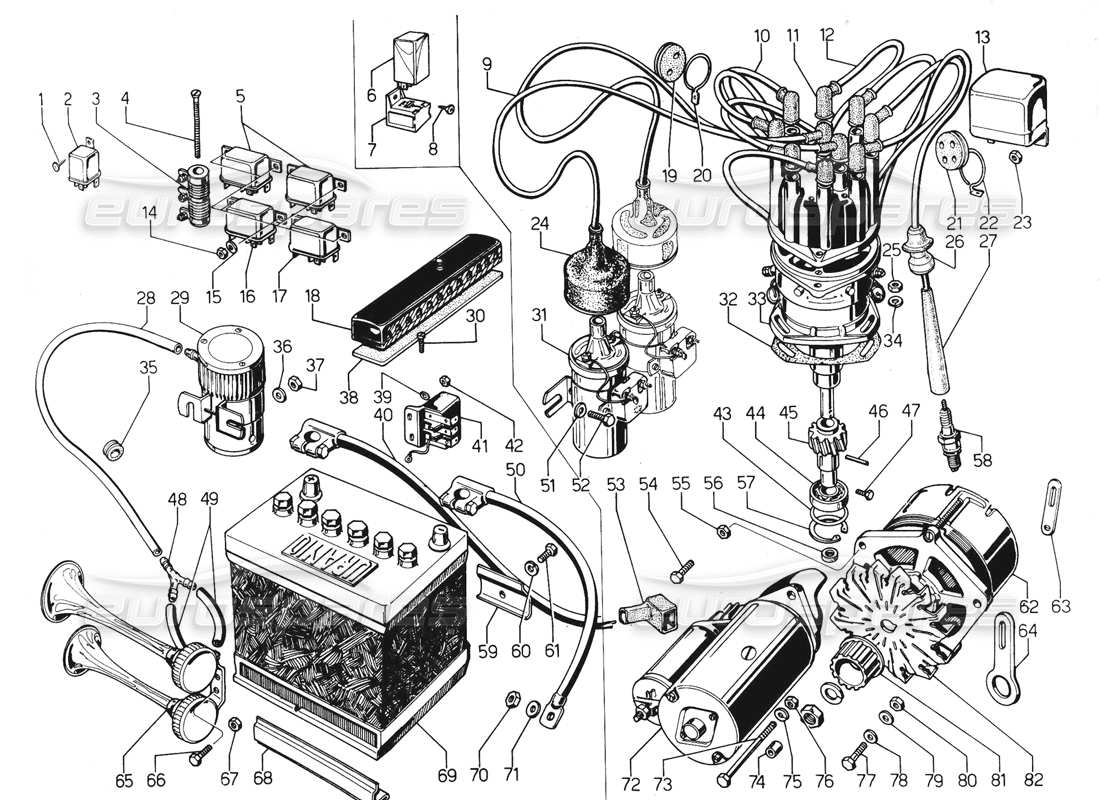 lamborghini urraco p300 eletrical system part diagram