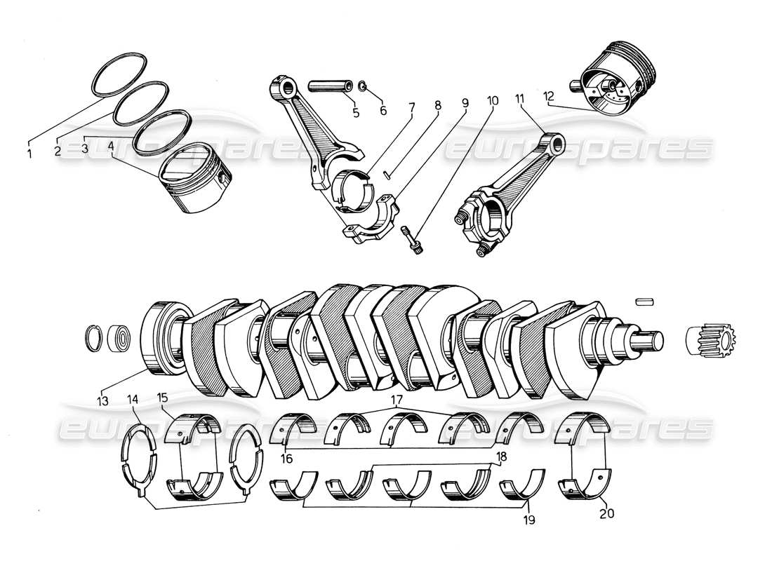 lamborghini countach 5000 qvi (1989) crankshaft parts diagram