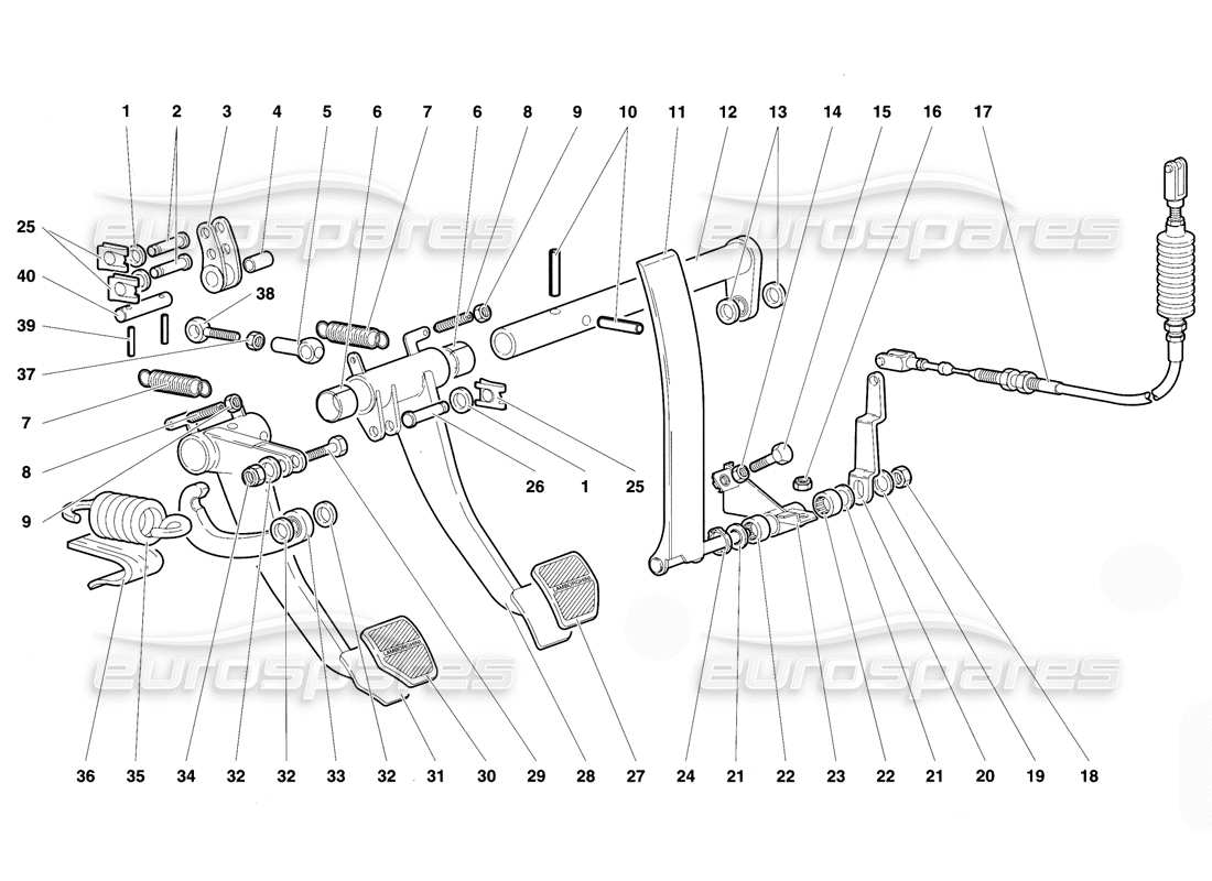 lamborghini diablo vt (1994) pedals part diagram