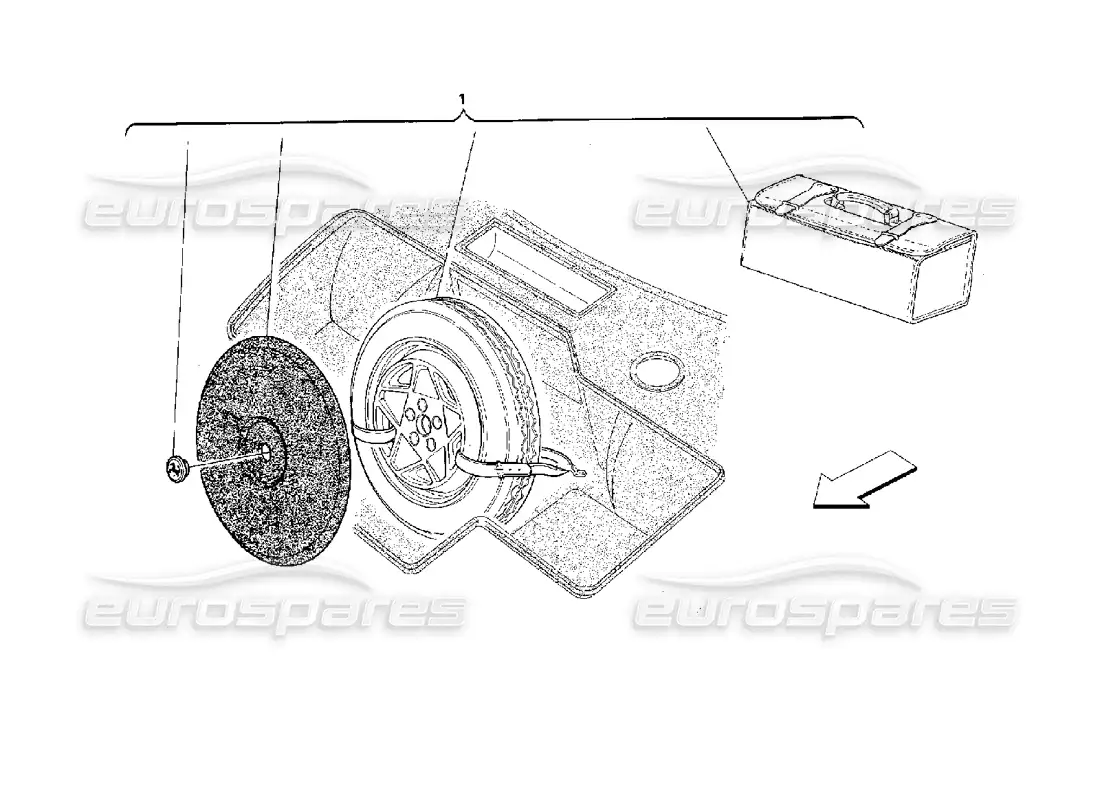 ferrari 512 m spare wheel and equipment - optional parts diagram