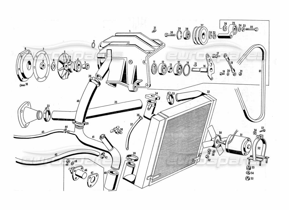 maserati indy 4.2 engine cooling part diagram