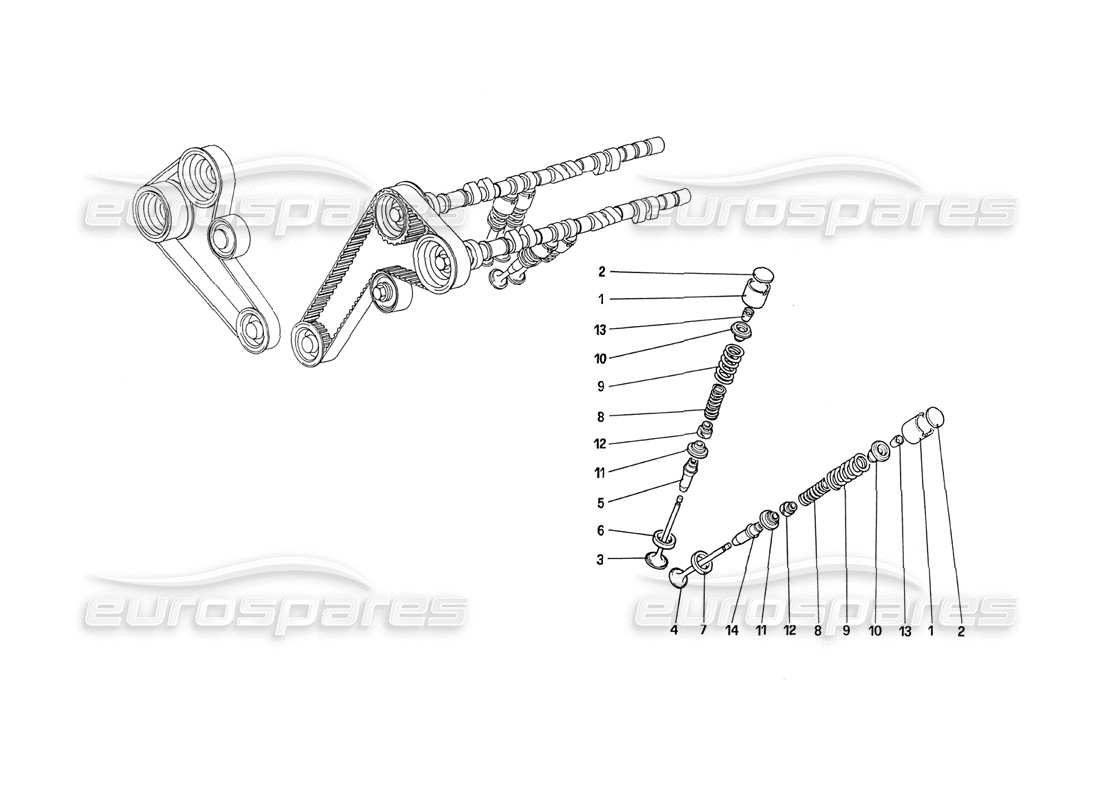 ferrari 288 gto timing system - tappets parts diagram