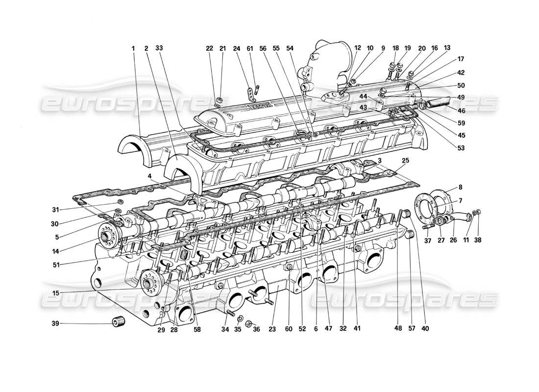 ferrari 412 (mechanical) cylinder head (left) parts diagram