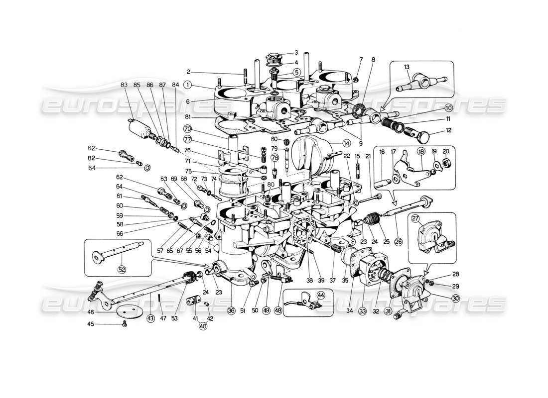 ferrari 512 bb weber 40 if 3c-9-10-11-12 carburettors part diagram