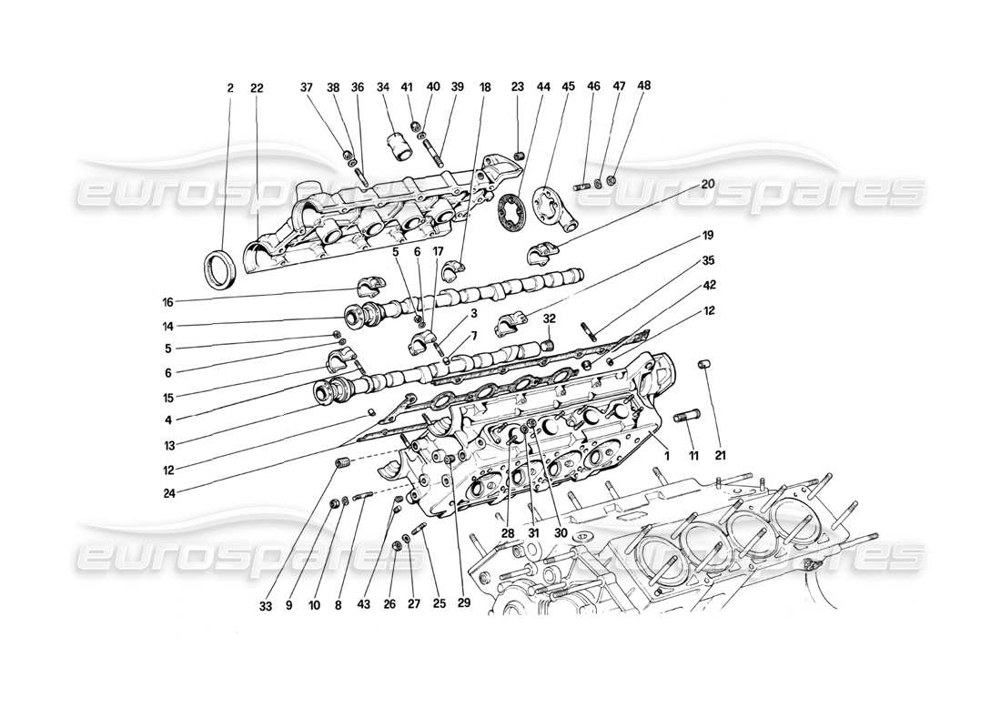 ferrari 208 turbo (1982) cylinder head (right) parts diagram