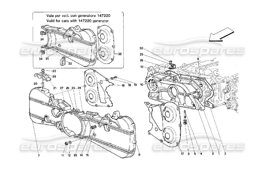 ferrari 512 tr timing system - covers parts diagram