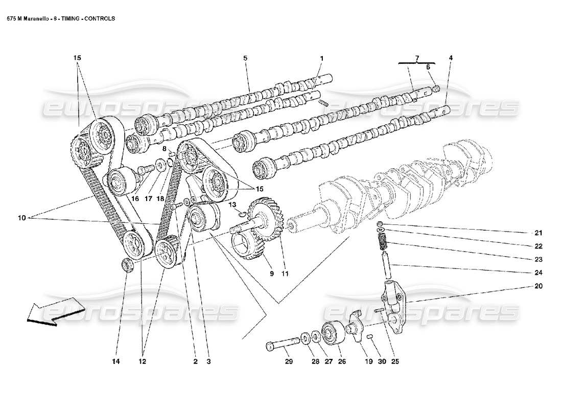 ferrari 575m maranello timing controls parts diagram